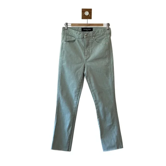 Veronica Beard Carly Kick Flare Crop High Rise Jeans Silver Sage Women's Size 28
